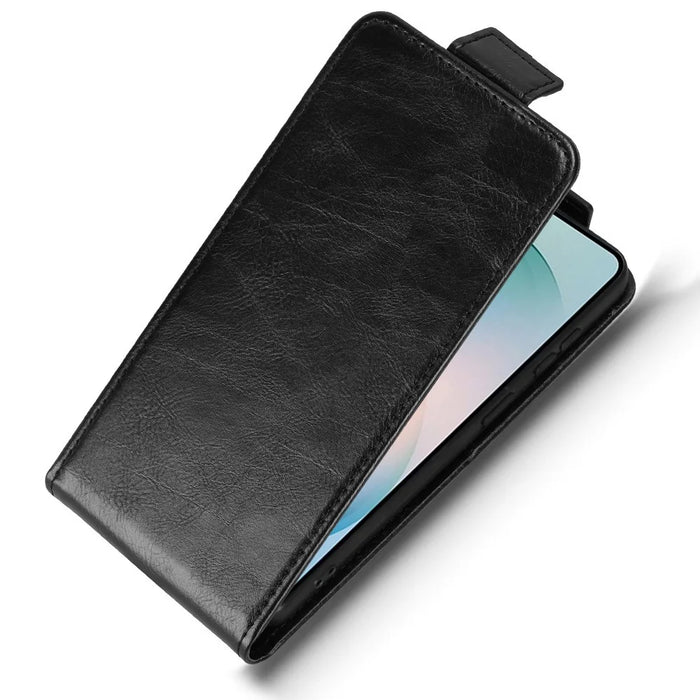 For Samsung Galaxy S26 Stand Case Magnetic Clasp Vertical Flip Leather Phone Cover with Card Holder - Black - 4