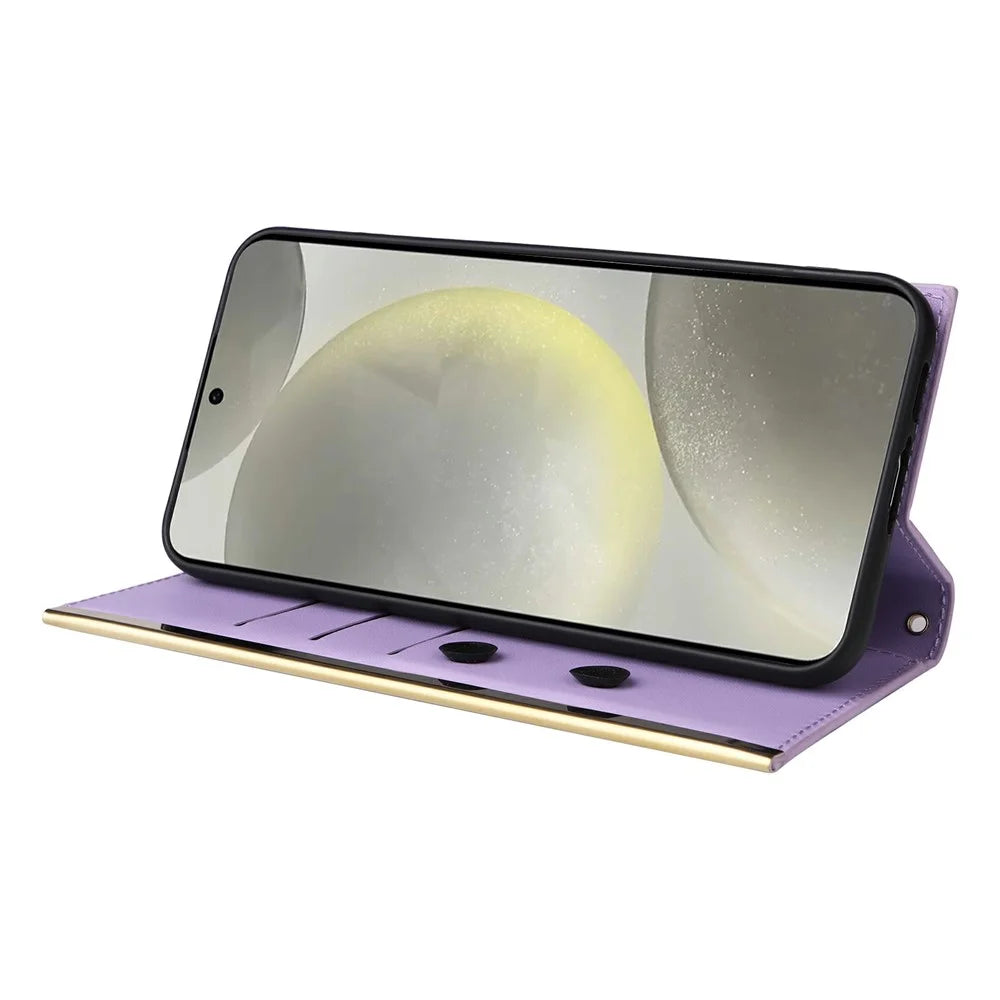 For Samsung Galaxy S26+ Case Suction Cup PU Leather Wallet Phone Cover with Straps - Purple - 3