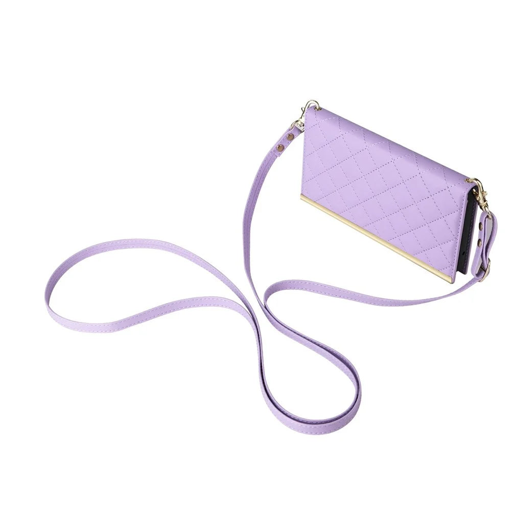 For Samsung Galaxy S26+ Case Suction Cup PU Leather Wallet Phone Cover with Straps - Purple - 5
