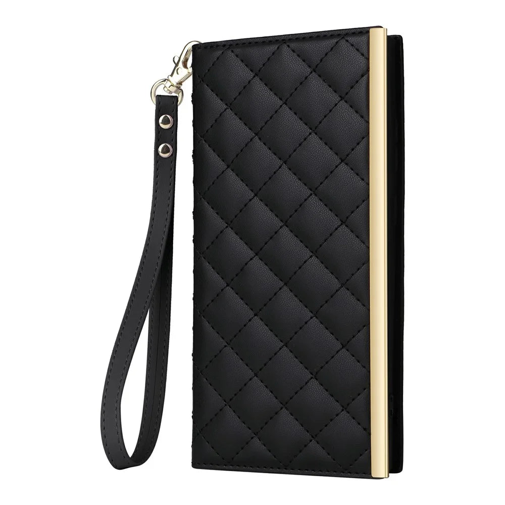 For Samsung Galaxy S26 Ultra Case Suction Cup PU Leather Wallet Phone Cover with Straps - Black - 7