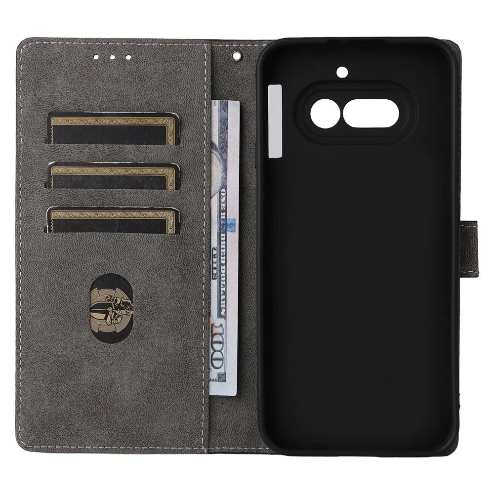 For Nothing Phone (4a) Case Wallet RFID Blocking PU Leather Phone Cover Stand with Strap - Black - 3