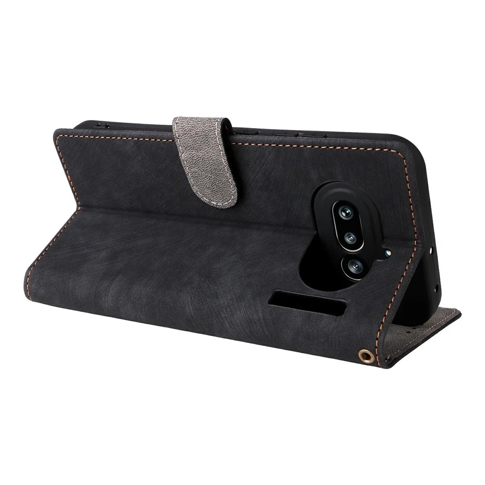 For Nothing Phone (4a) Case Wallet RFID Blocking PU Leather Phone Cover Stand with Strap - Black - 5