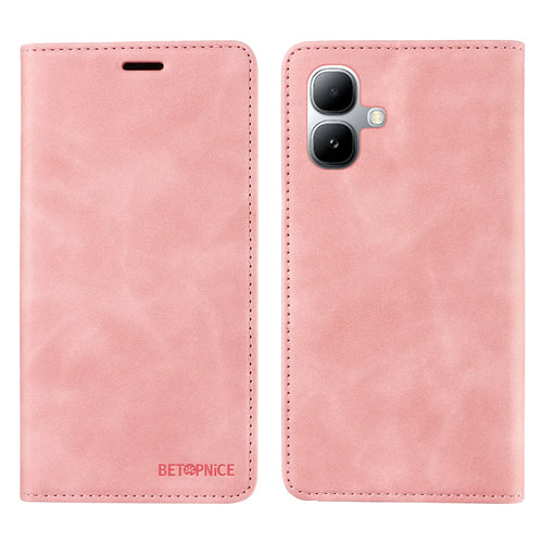 BETOPNICE For Infinix Smart 20 4G Case Magnetic Closure RFID Blocking Wallet Stand Leather Phone Cover - Pink - 1