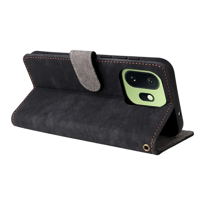 For OnePlus 15T 5G Case Wallet RFID Blocking PU Leather Phone Cover Stand with Strap - Black - 5