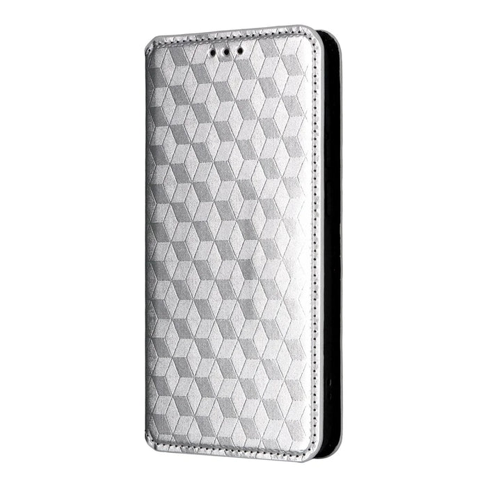 For OnePlus 15T 5G Case Wallet Rhombus Imprinted PU Leather Phone Cover - Silver - 6