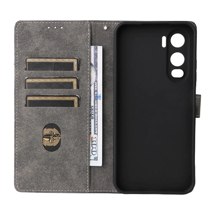 For itel City 200 Case Wallet RFID Blocking PU Leather Phone Cover Stand with Strap - Black - 3
