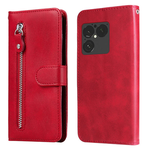 For Sony Xperia 1 VIII PU Leather Cases with Zipper Pocket Wallet Phone Cover Stand - Red - 1