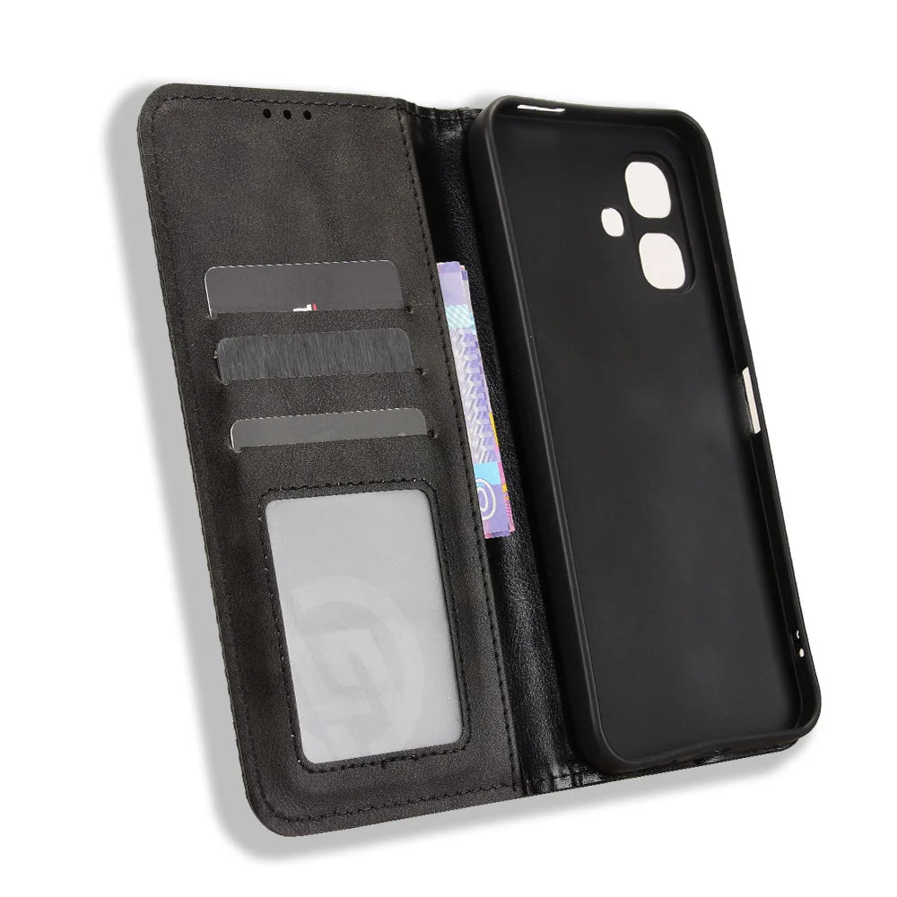For Infinix Smart 20 4G Leather Case Wallet Stand Retro Texture Phone Cover - Black - 5