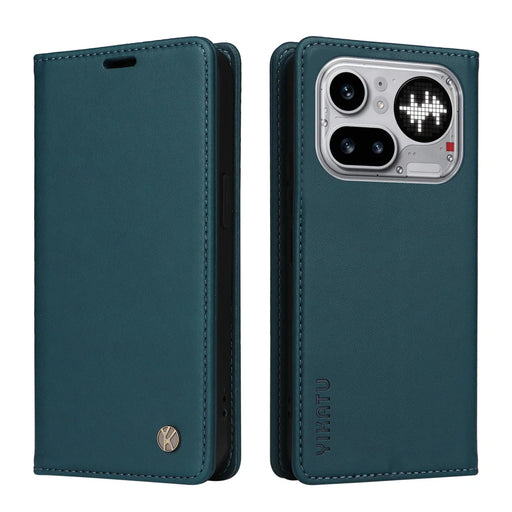 YIKATU For Nothing Phone (4a) Pro YK-001 Phone Cases Magnetic Closure PU Leather Mobile Cover - Green - 1