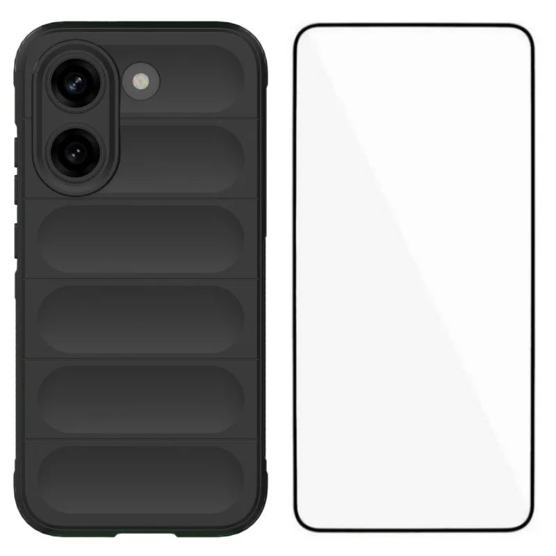 WANLONFENG For Xiaomi Poco X8 Pro 5G / Xiaomi Redmi Turbo 5 5G TPU Case HD Series Anti Slip Phone Cover with Tempered Glass - Black - 1