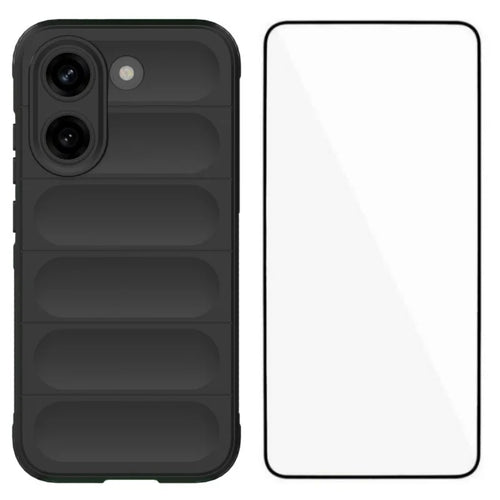 WANLONFENG For Xiaomi Poco X8 Pro 5G / Xiaomi Redmi Turbo 5 5G TPU Case HD Series Anti Slip Phone Cover with Tempered Glass - Black - 1