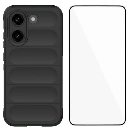 WANLONFENG For Xiaomi Poco X8 Pro 5G / Xiaomi Redmi Turbo 5 5G TPU Case HD Series Anti Slip Phone Cover with Tempered Glass - Black - 1