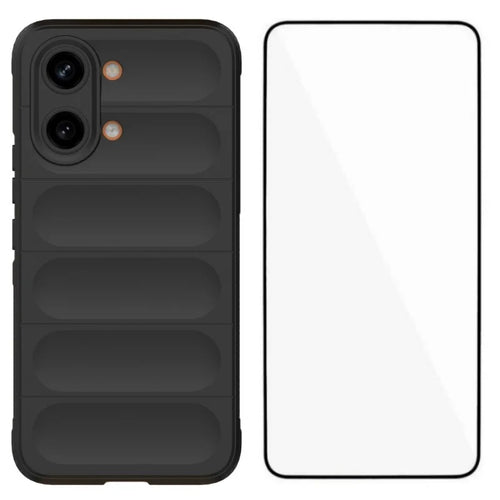 WANLONFENG For Xiaomi Poco X8 Pro Max 5G / Xiaomi Redmi Turbo 5 Max 5G TPU Case HD Series Anti Slip Phone Cover with Tempered Glass - Black - 1
