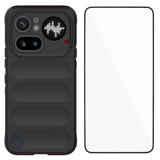 WANLONFENG For Nothing Phone (4a) Pro TPU Case HD Series Anti Slip Phone Cover with Tempered Glass - Black - 1