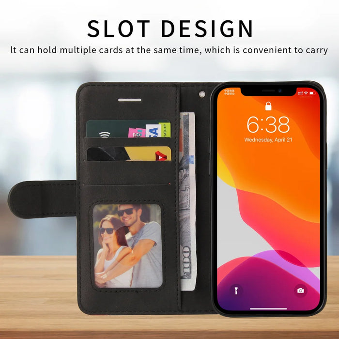 For Nothing Phone (4a) Leather Phone Case Stand Wallet with Bi-colour Splicing Design - Black - 3