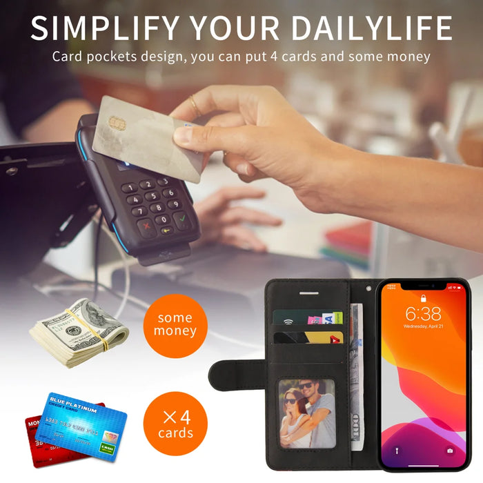 For Nothing Phone (4a) Leather Phone Case Stand Wallet with Bi-colour Splicing Design - Black - 6
