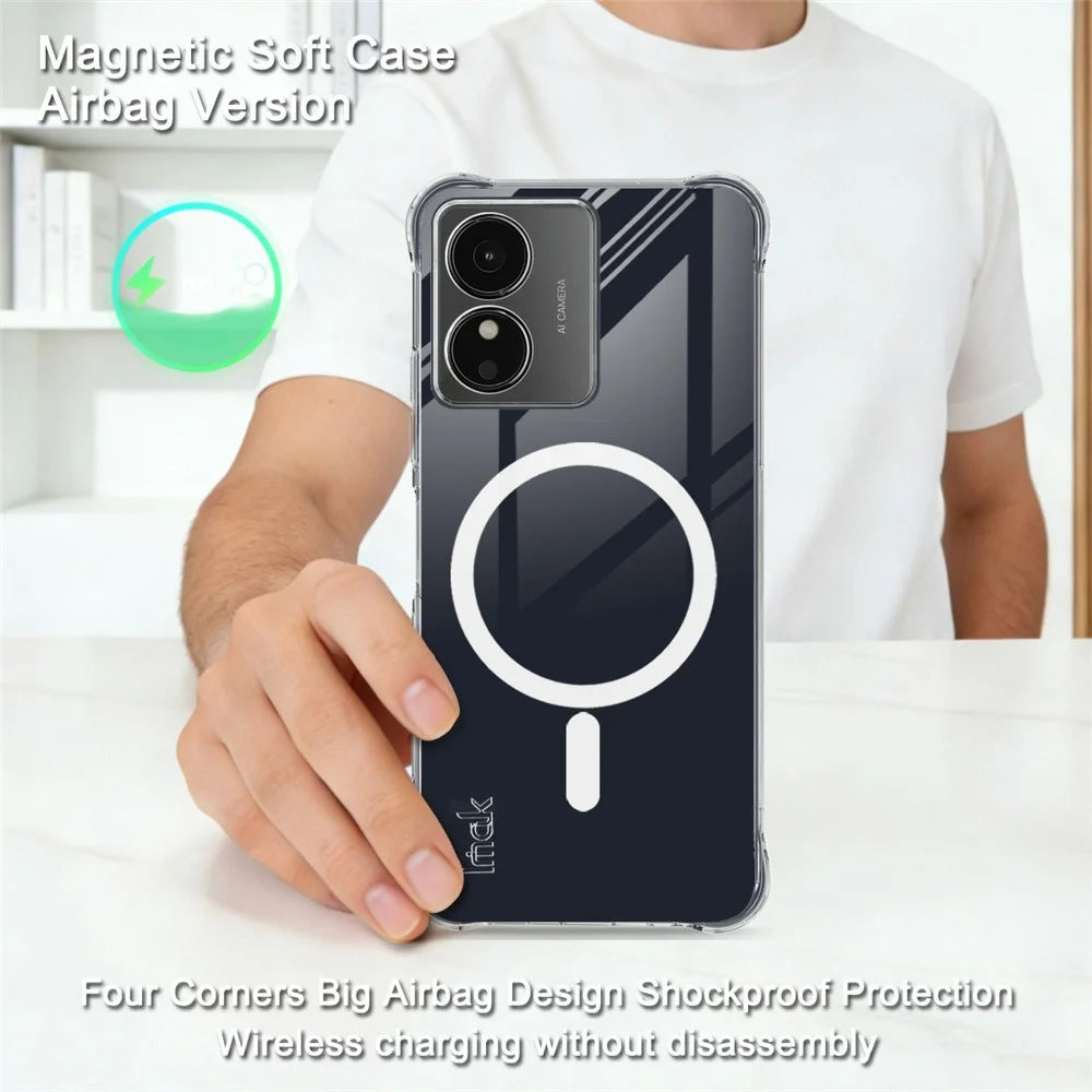 IMAK Magnetic Case for HMD Key 4G  /  Aura 2  /  Arc 4G Airbag Shockproof Protection TPU Phone Cover - Transparent - 3