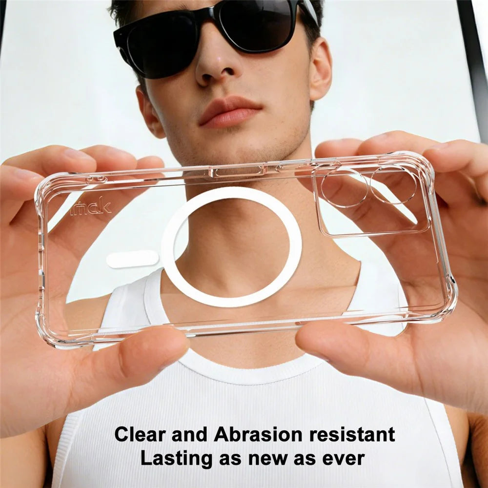 IMAK Magnetic Case for HMD Key 4G  /  Aura 2  /  Arc 4G Airbag Shockproof Protection TPU Phone Cover - Transparent - 4