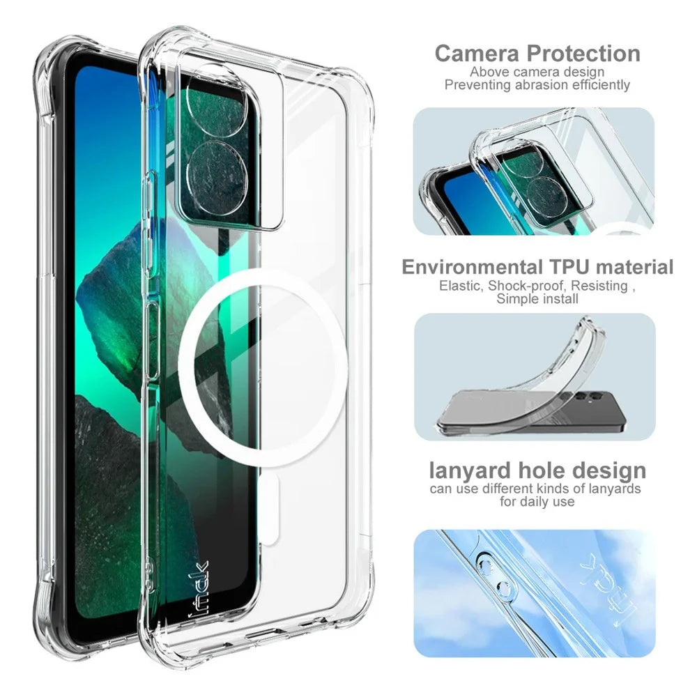 IMAK Magnetic Case for HMD Key 4G  /  Aura 2  /  Arc 4G Airbag Shockproof Protection TPU Phone Cover - Transparent - 7