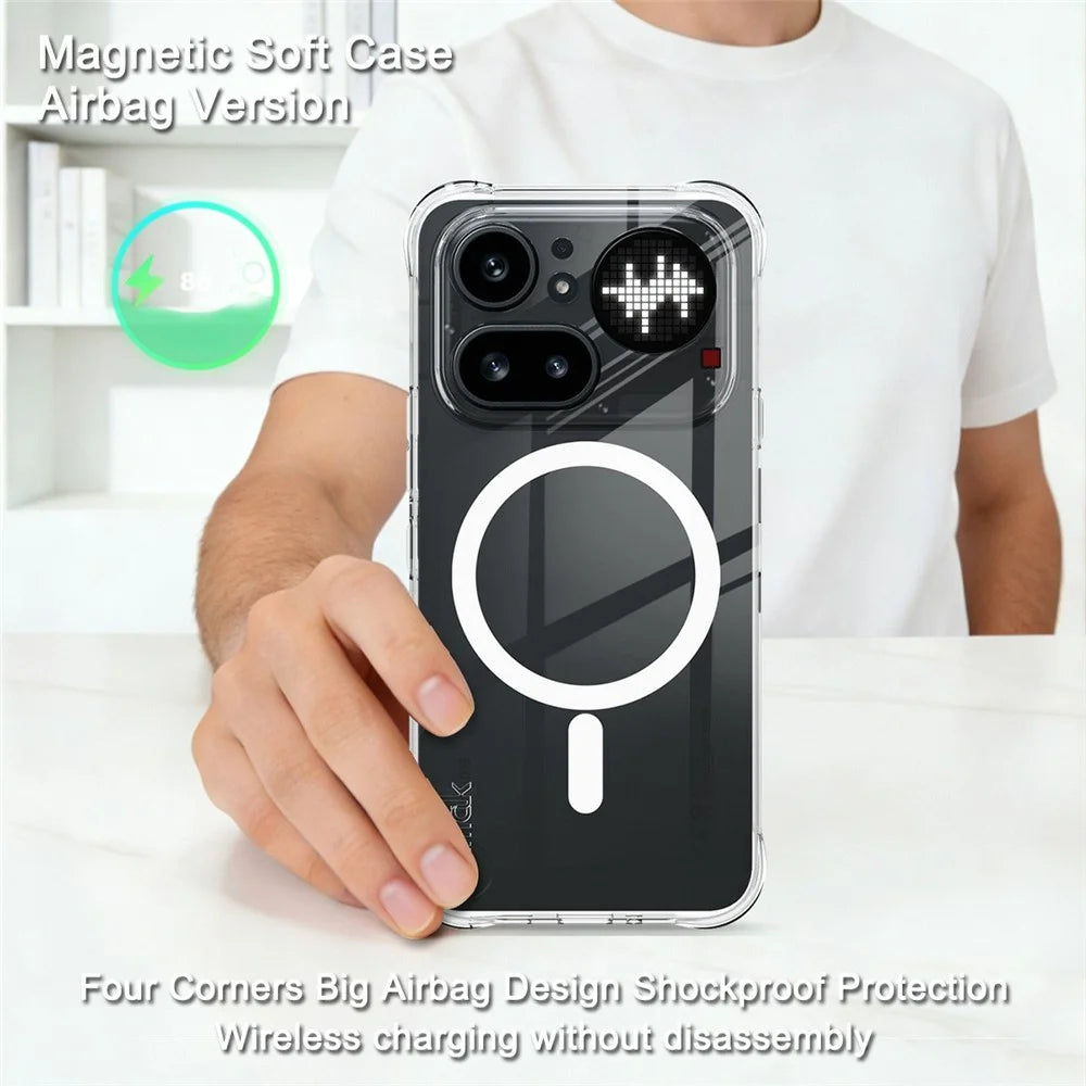 IMAK for Nothing Phone (4a) Pro Magnetic Case Airbag Shockproof Protection TPU Phone Cover - Transparent - 3