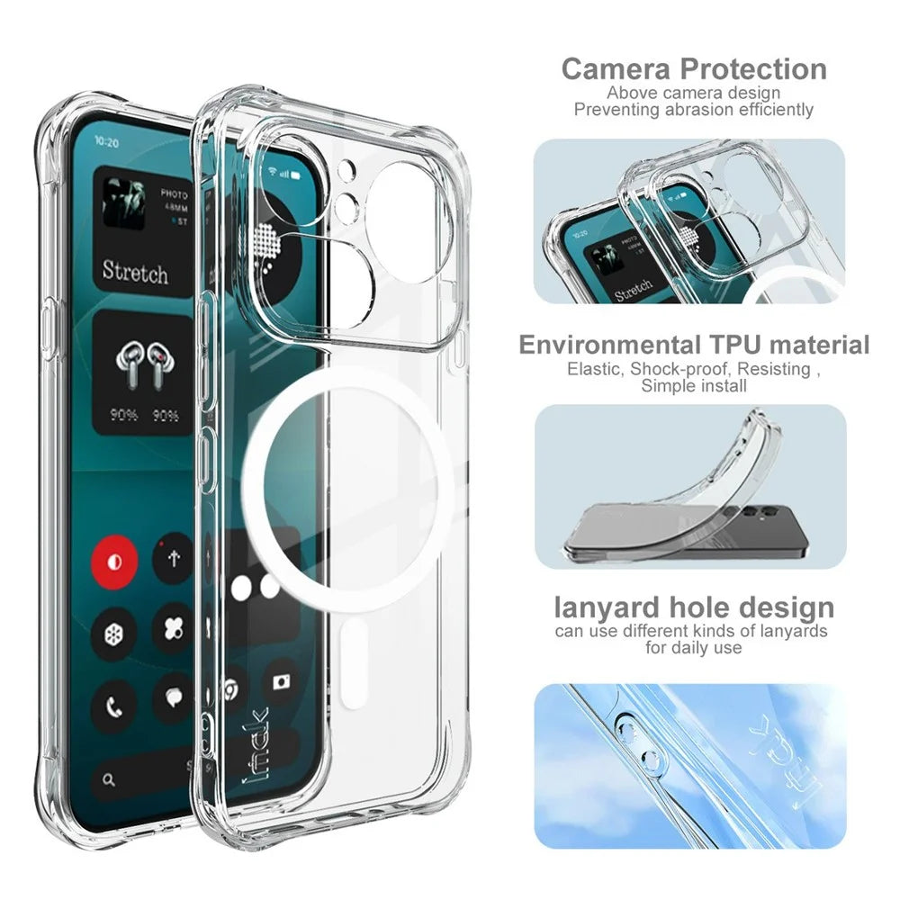 IMAK for Nothing Phone (4a) Pro Magnetic Case Airbag Shockproof Protection TPU Phone Cover - Transparent - 7