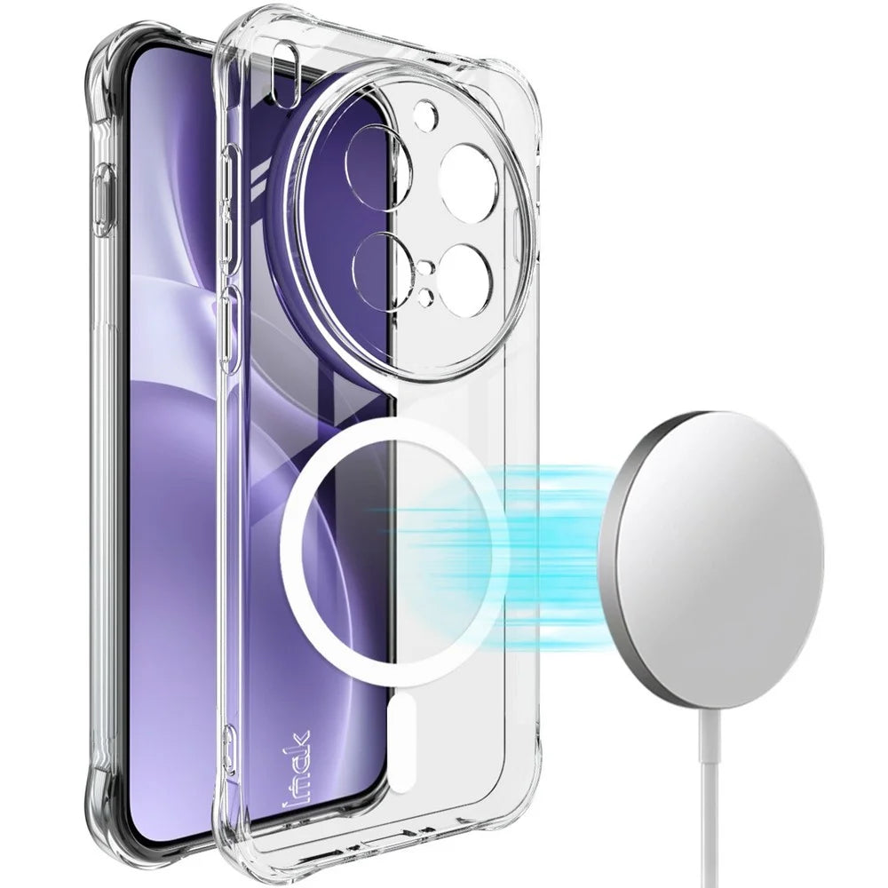 IMAK for vivo X300 Pro 5G Magnetic Case Airbag Shockproof Protection TPU Phone Cover - Transparent - 1