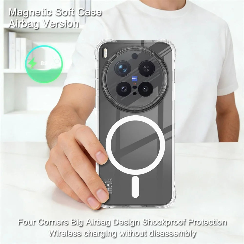 IMAK for vivo X300 Pro 5G Magnetic Case Airbag Shockproof Protection TPU Phone Cover - Transparent - 3