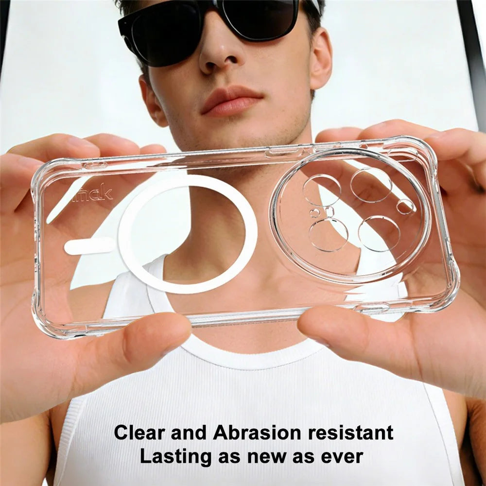 IMAK for vivo X300 Pro 5G Magnetic Case Airbag Shockproof Protection TPU Phone Cover - Transparent - 4