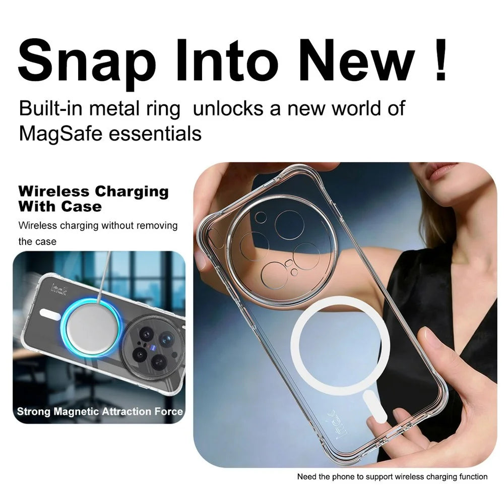 IMAK for vivo X300 Pro 5G Magnetic Case Airbag Shockproof Protection TPU Phone Cover - Transparent - 5