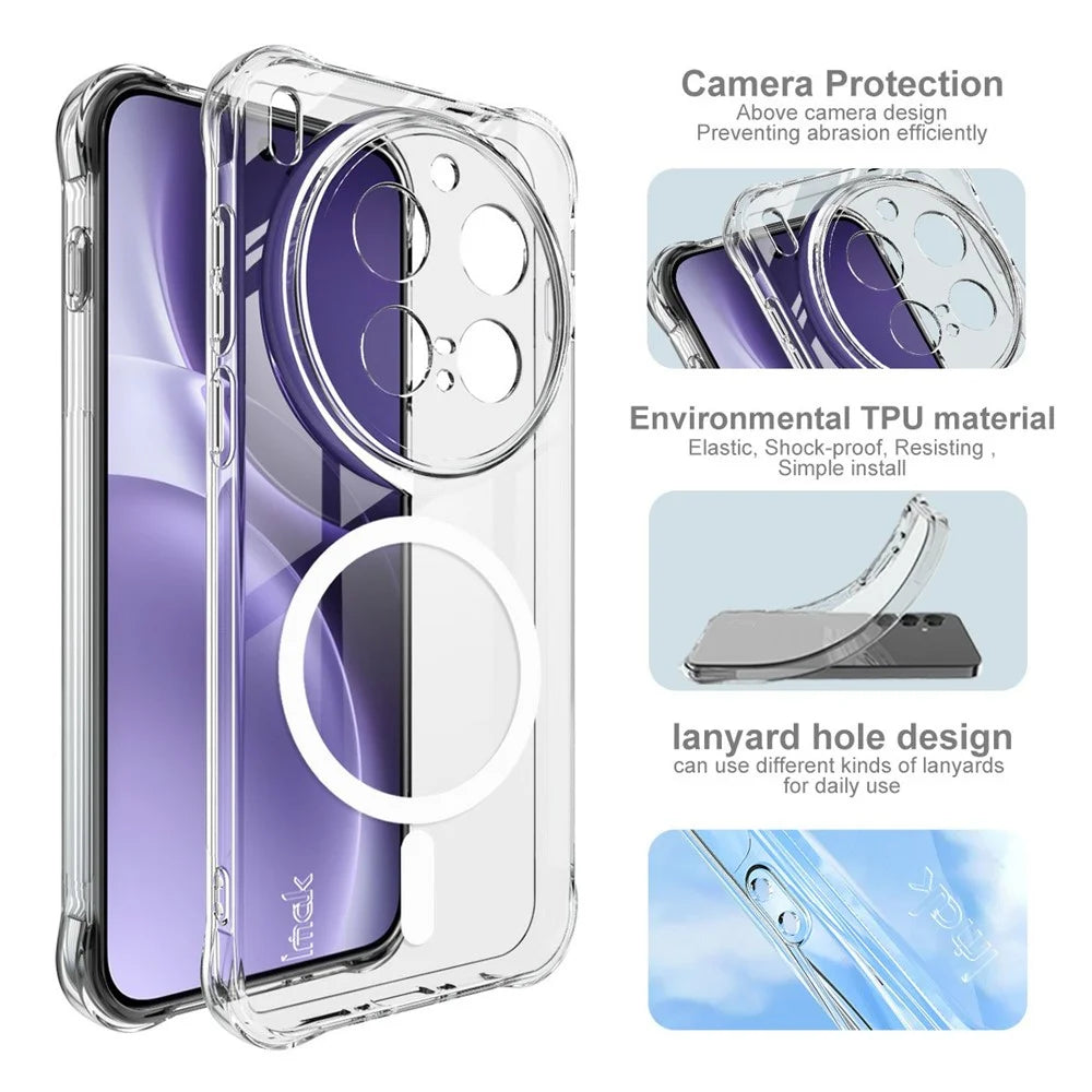 IMAK for vivo X300 Pro 5G Magnetic Case Airbag Shockproof Protection TPU Phone Cover - Transparent - 7