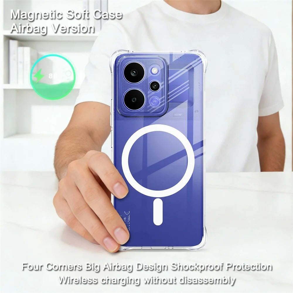 IMAK Magnetic Case for Realme P4 Power 5G  /  Narzo Power 5G Airbag Shockproof Protection TPU Phone Cover - Transparent - 3
