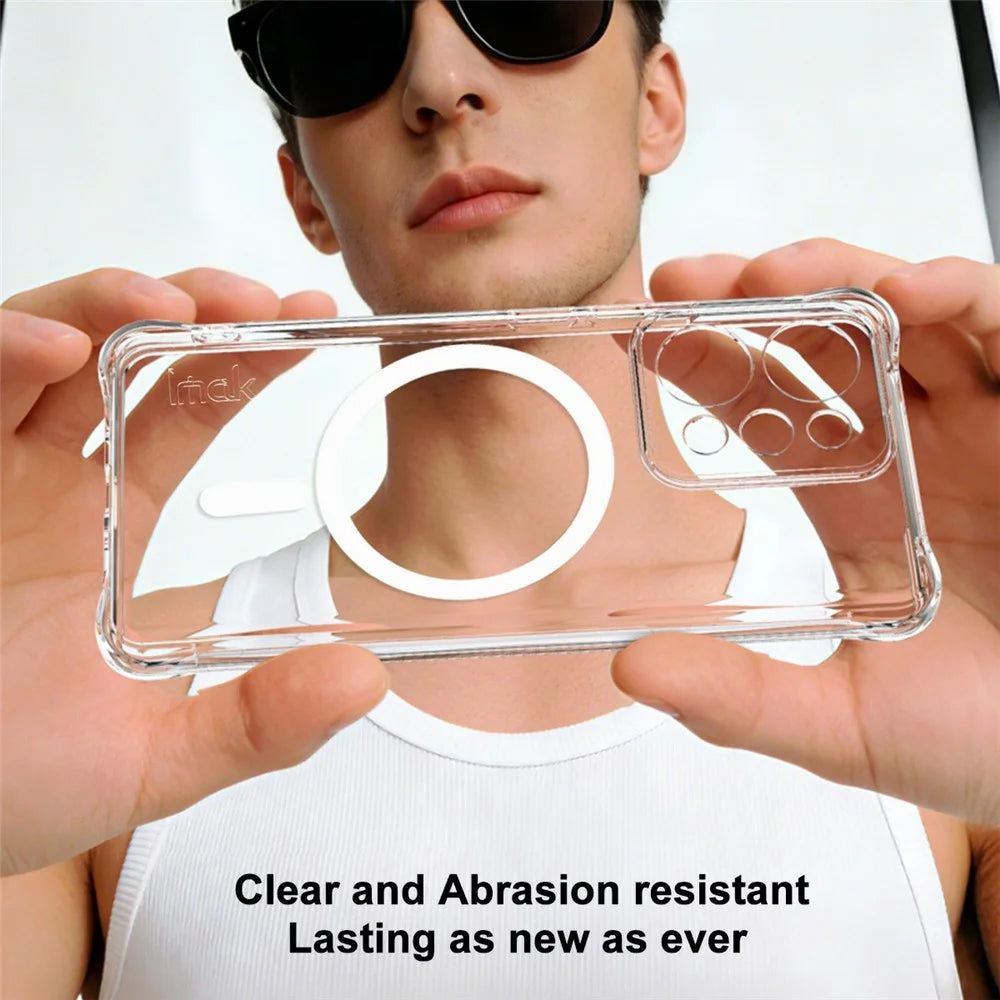 IMAK Magnetic Case for Realme P4 Power 5G  /  Narzo Power 5G Airbag Shockproof Protection TPU Phone Cover - Transparent - 4