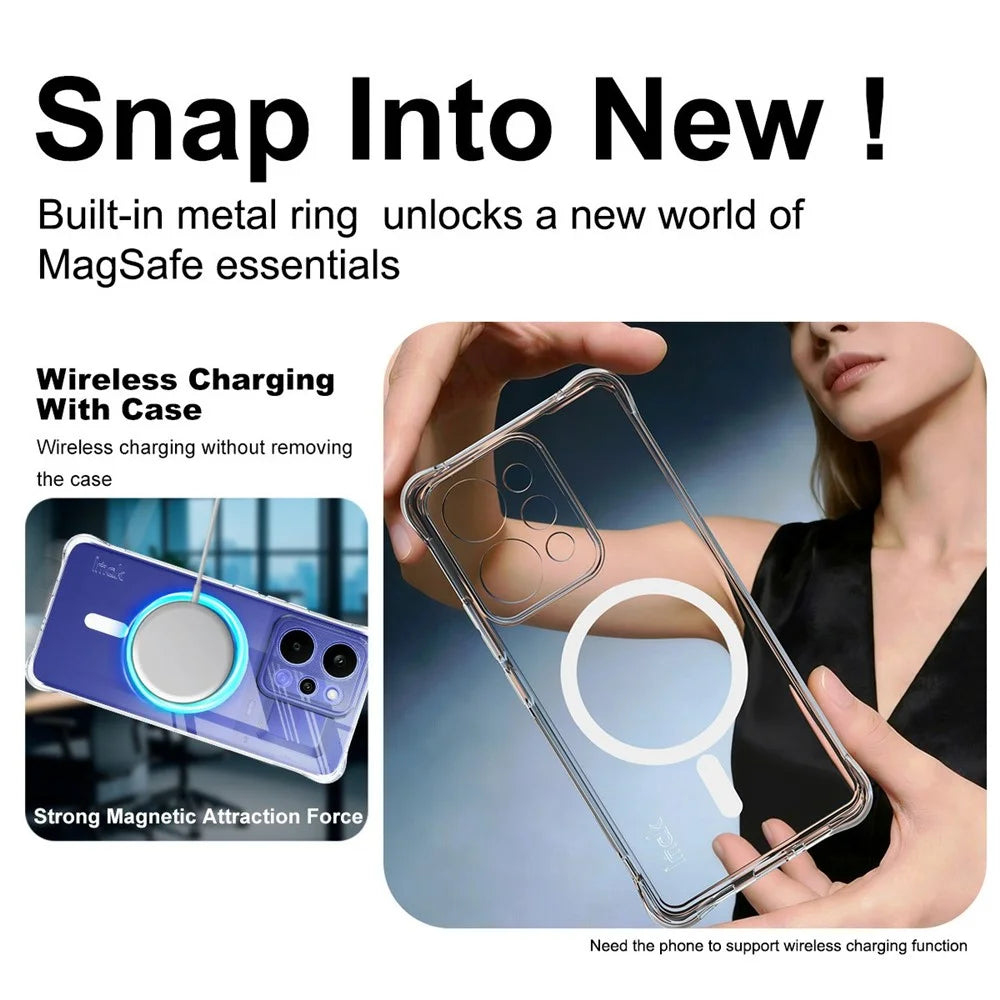 IMAK Magnetic Case for Realme P4 Power 5G  /  Narzo Power 5G Airbag Shockproof Protection TPU Phone Cover - Transparent - 5