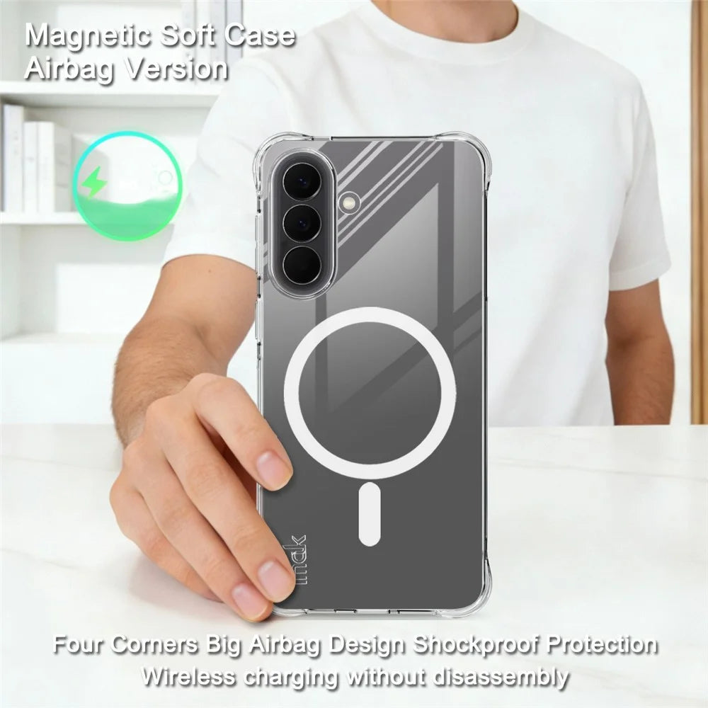 IMAK for Samsung Galaxy A57 5G Magnetic Case Airbag Shockproof Protection TPU Phone Cover - Transparent - 3