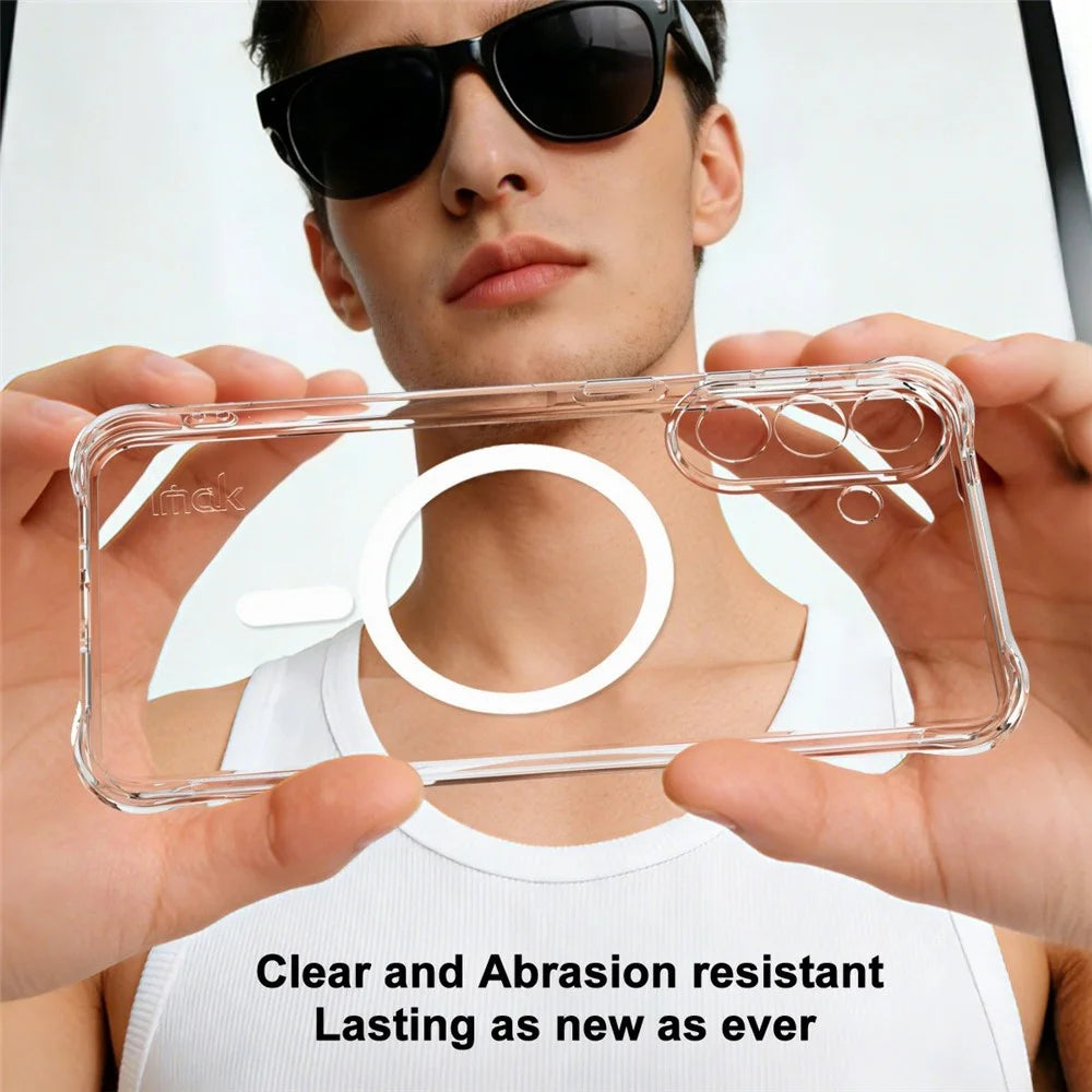 IMAK for Samsung Galaxy A57 5G Magnetic Case Airbag Shockproof Protection TPU Phone Cover - Transparent - 4