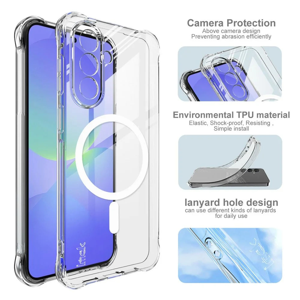 IMAK for Samsung Galaxy A57 5G Magnetic Case Airbag Shockproof Protection TPU Phone Cover - Transparent - 7