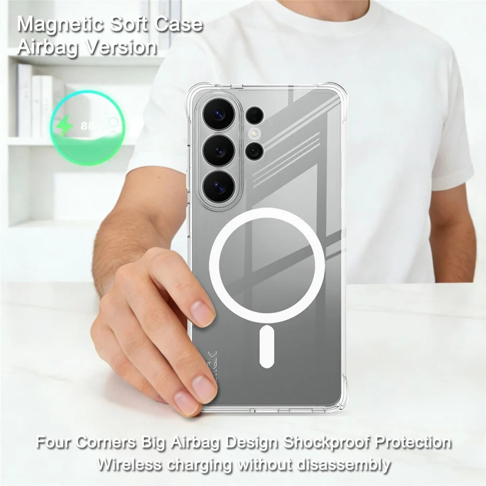 IMAK for Samsung Galaxy S26 Ultra Magnetic Case Airbag Shockproof Protection TPU Phone Cover - Transparent - 3