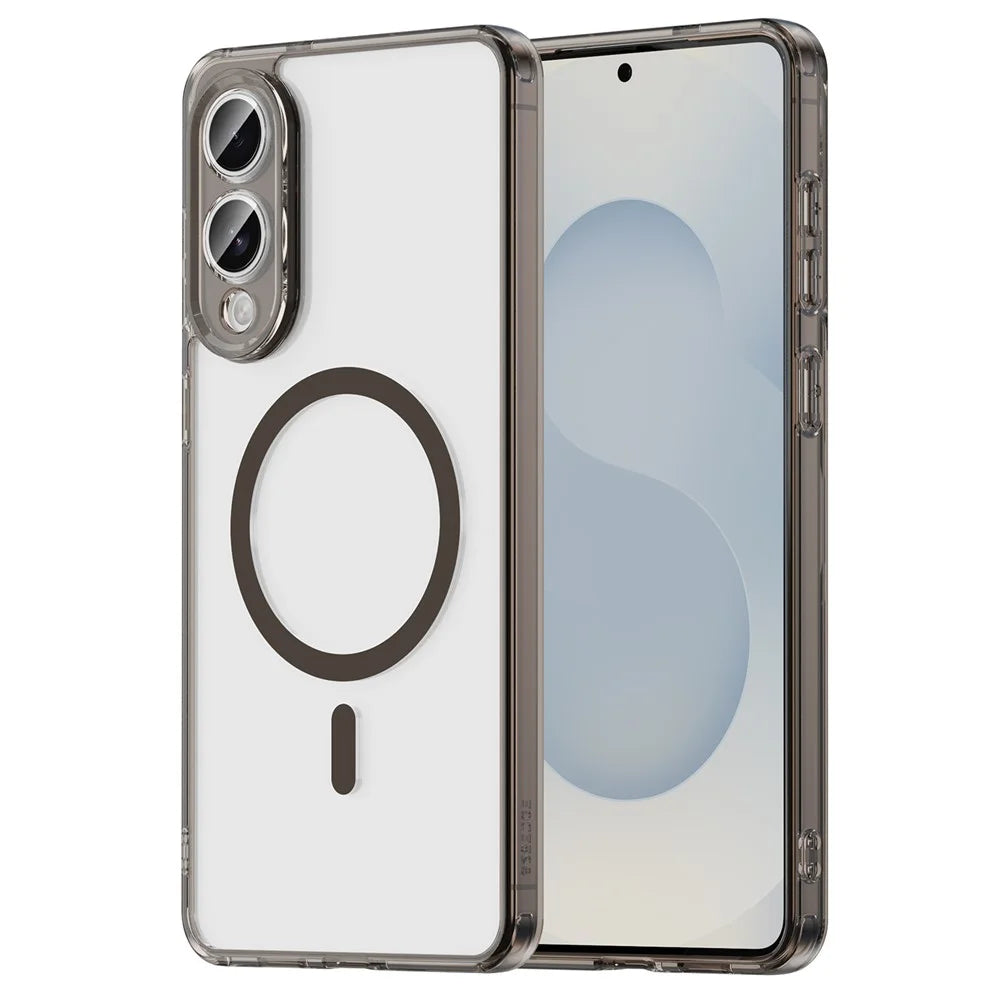 For Samsung Galaxy S25 Edge Case Compatible with MagSafe Clear PC + TPU Shockproof Phone Back Cover - Transparent Black - 1