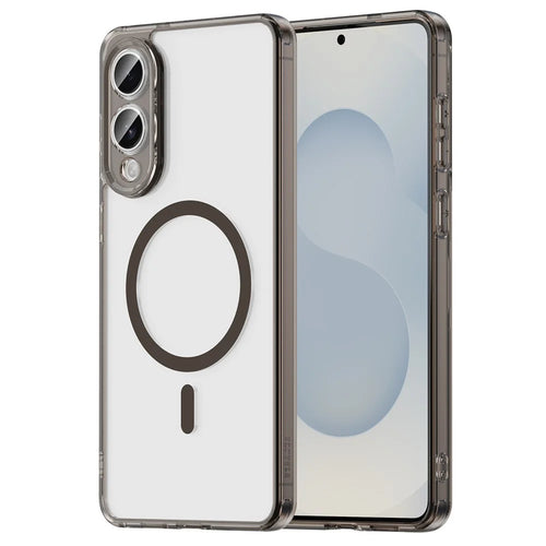 For Samsung Galaxy S25 Edge Case Compatible with MagSafe Clear PC + TPU Shockproof Phone Back Cover - Transparent Black - 1