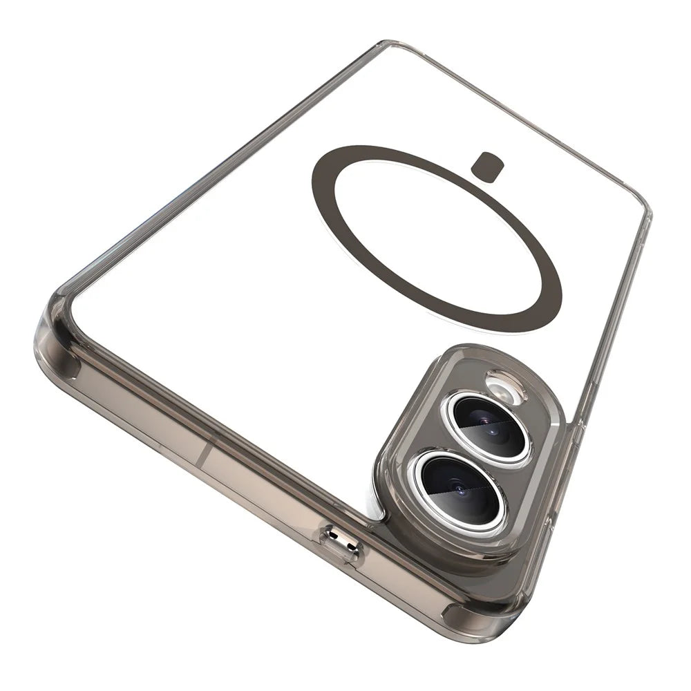 For Samsung Galaxy S25 Edge Case Compatible with MagSafe Clear PC + TPU Shockproof Phone Back Cover - Transparent Black - 2