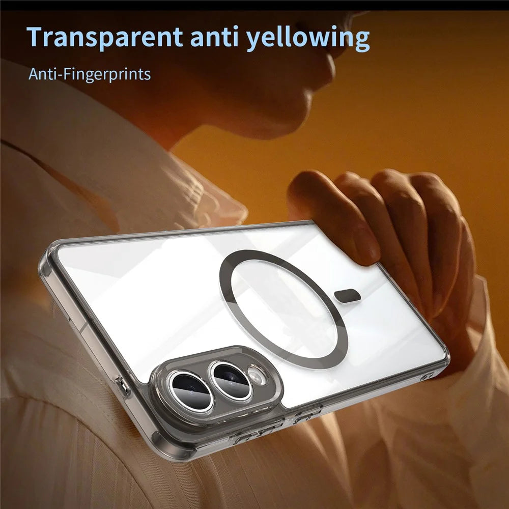 For Samsung Galaxy S25 Edge Case Compatible with MagSafe Clear PC + TPU Shockproof Phone Back Cover - Transparent Black - 3