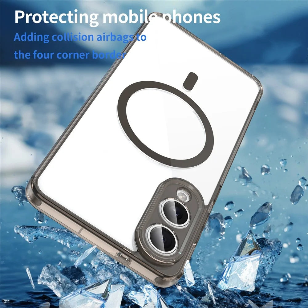 For Samsung Galaxy S25 Edge Case Compatible with MagSafe Clear PC + TPU Shockproof Phone Back Cover - Transparent Black - 5