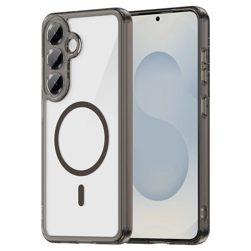 For Samsung Galaxy S25 Case Compatible with MagSafe Clear PC + TPU Shockproof Phone Back Cover - Transparent Black - 1