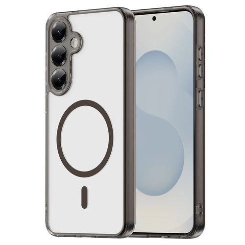 For Samsung Galaxy S25+ Case Compatible with MagSafe Clear PC + TPU Shockproof Phone Back Cover - Transparent Black - 1