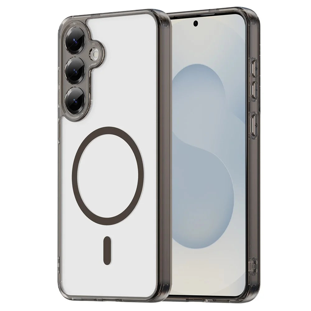 For Samsung Galaxy S25+ Case Compatible with MagSafe Clear PC + TPU Shockproof Phone Back Cover - Transparent Black - 1