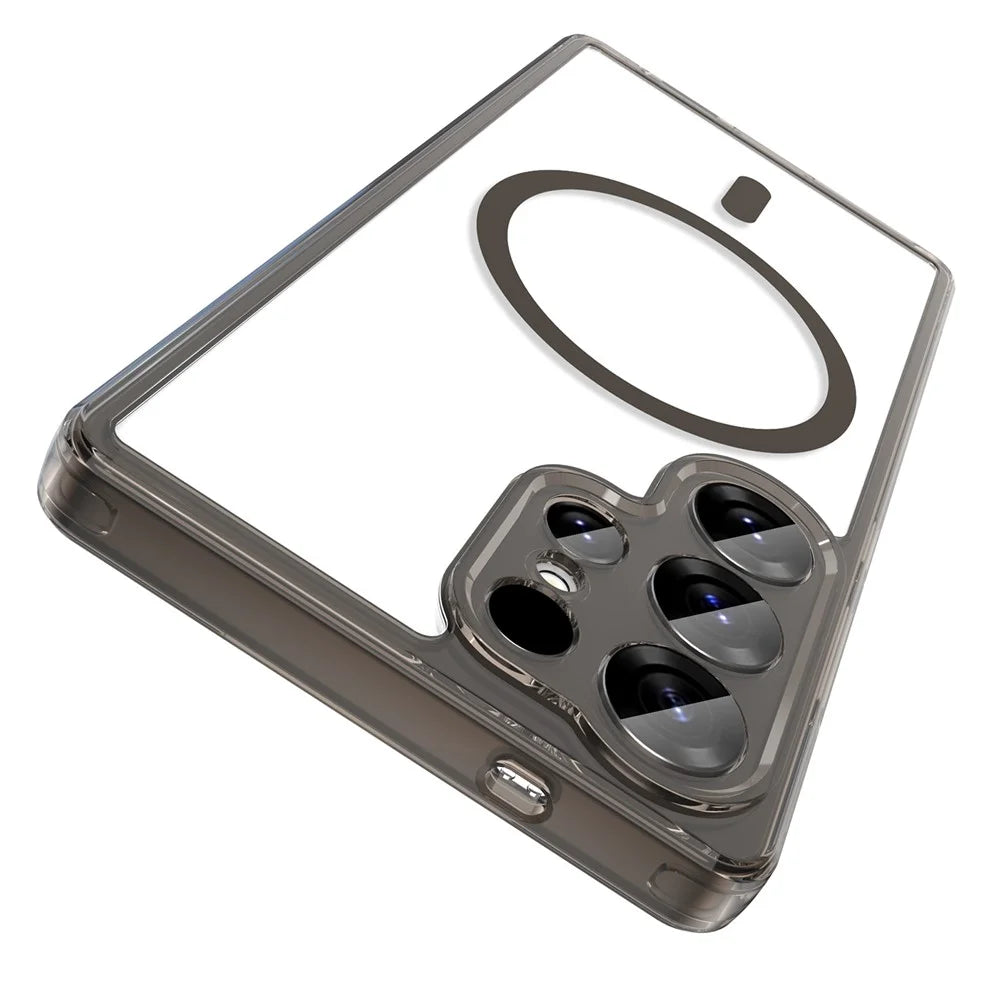For Samsung Galaxy S25 Ultra Case Compatible with MagSafe Clear PC + TPU Shockproof Phone Back Cover - Transparent Black - 2