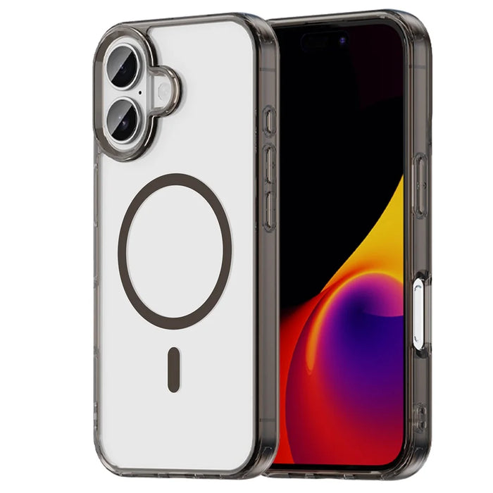 For iPhone 16 Case Compatible with MagSafe Clear PC + TPU Shockproof Phone Back Cover - Transparent Black - 1