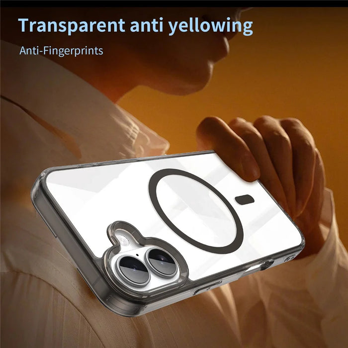 For iPhone 16 Case Compatible with MagSafe Clear PC + TPU Shockproof Phone Back Cover - Transparent Black - 3