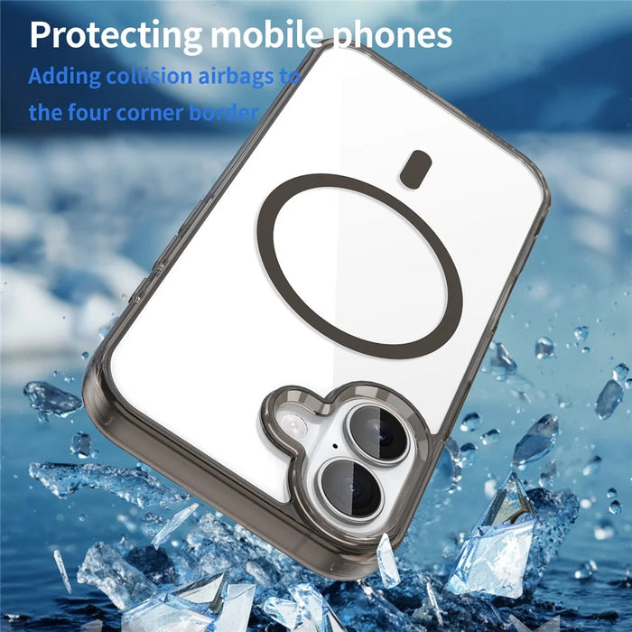 For iPhone 17 Case Compatible with MagSafe Clear PC + TPU Shockproof Phone Back Cover - Transparent Black - 5