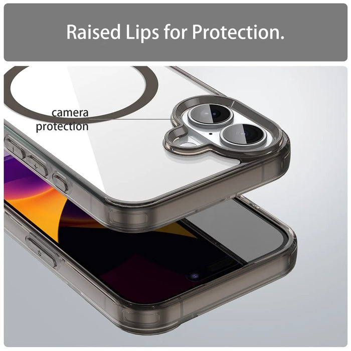 For iPhone 17 Case Compatible with MagSafe Clear PC + TPU Shockproof Phone Back Cover - Transparent Black - 6